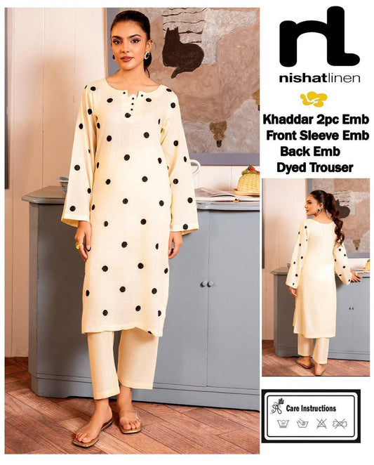 2 Pcs Women's Unstitched Embroidered Suit