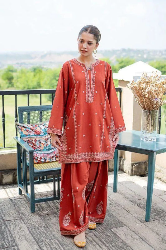 2 Pcs Women's Unstitched Embroidered Suit