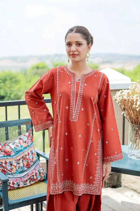 2 Pcs Women's Unstitched Embroidered Suit