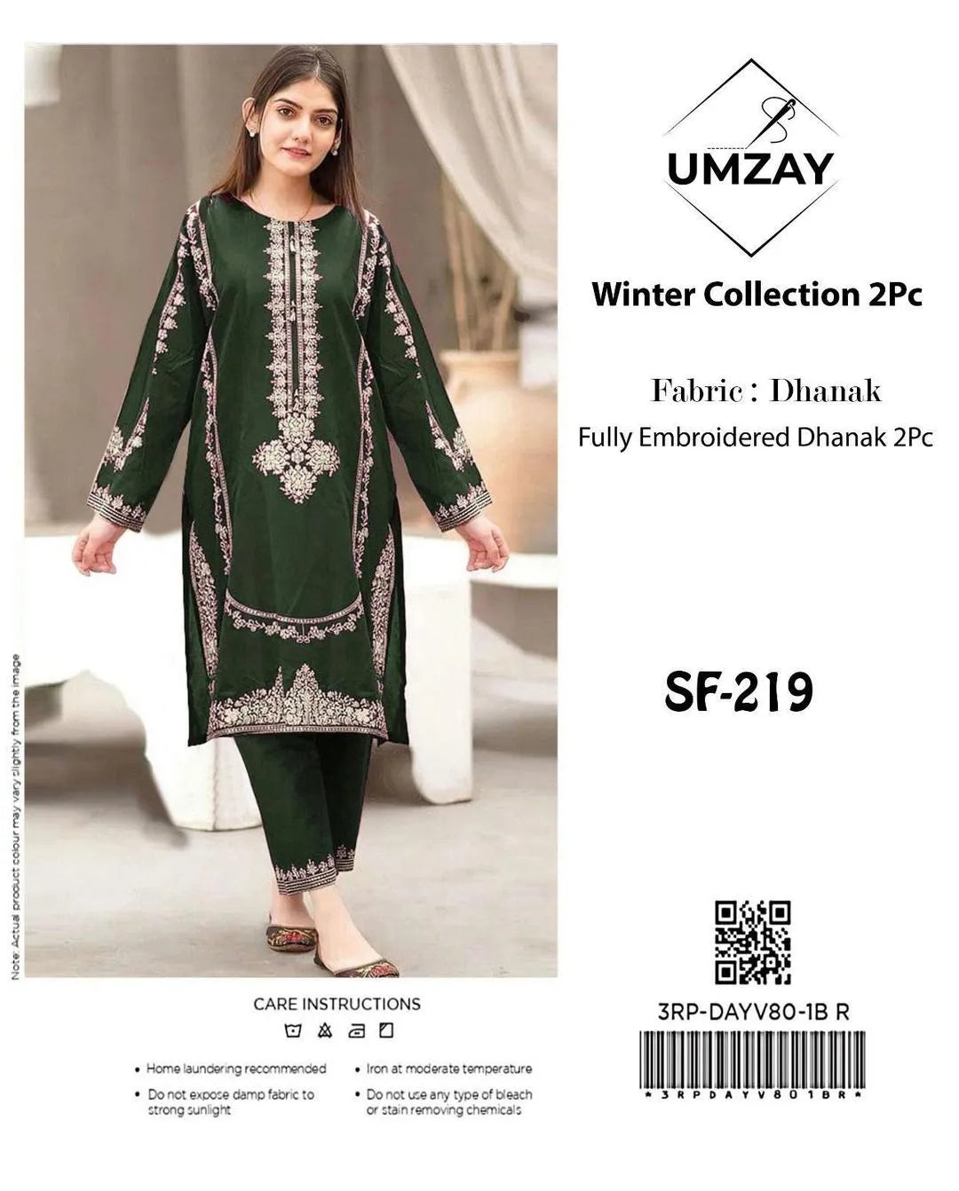 2 Pcs Women's Unstitched Embroidered Suit