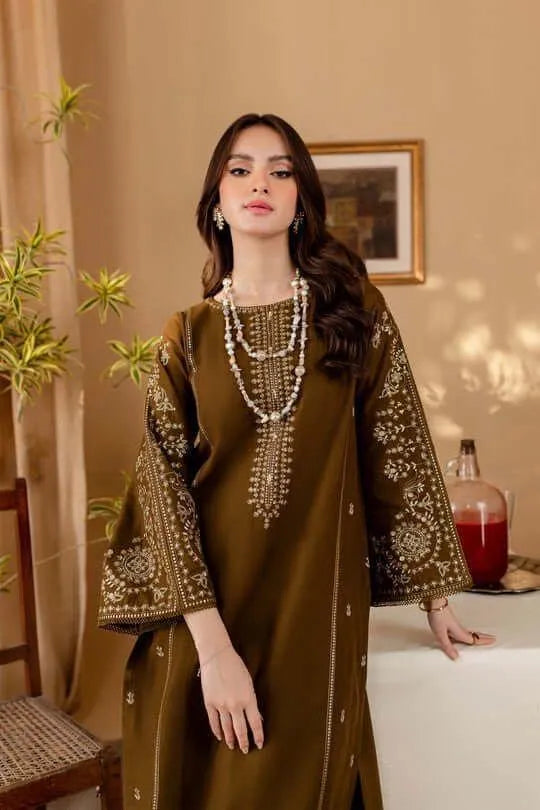 2 Pcs Women's Unstitched Embroidered Suit