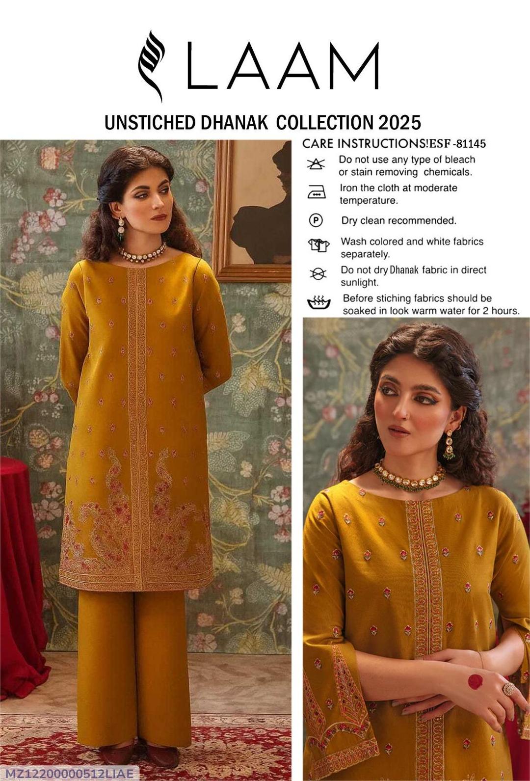 2 Pcs Women's Unstitched Embroidered Suit