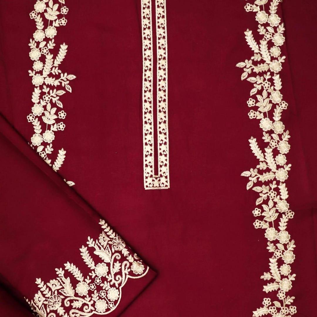 2 Pcs Women's Unstitched Embroidered Suit