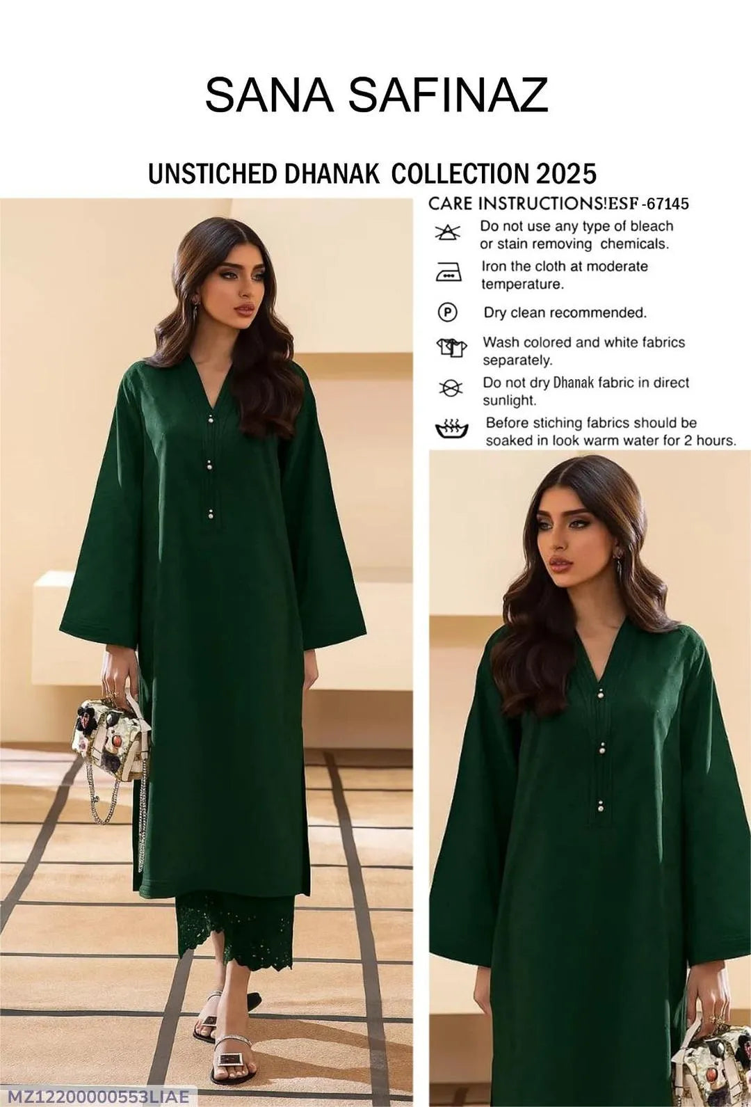 2 Pcs Women's Unstitched Embroidered Suit