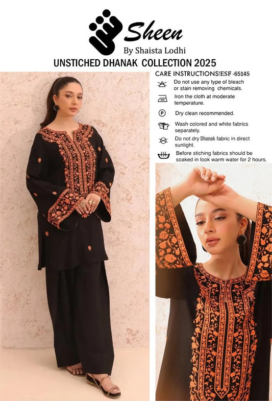 2 Pcs Women's Unstitched Embroidered Suit