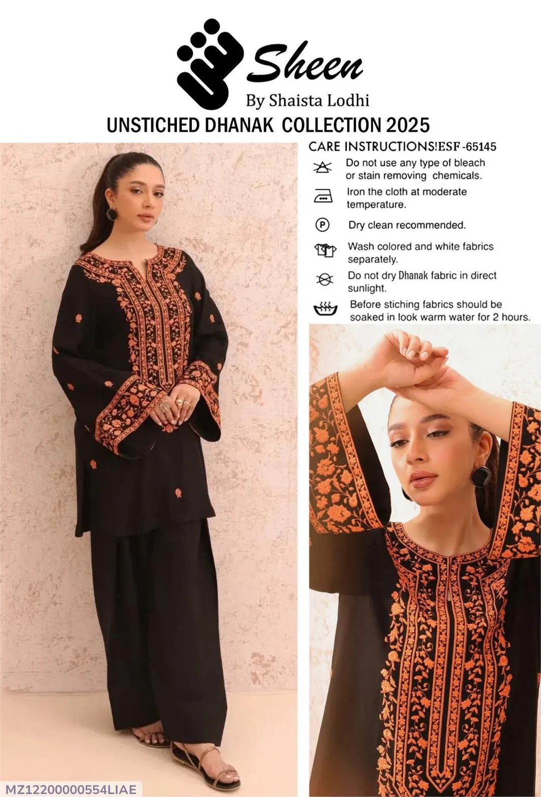 2 Pcs Women's Unstitched Embroidered Suit