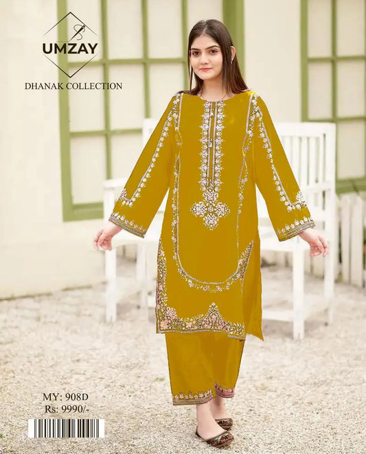 2 Pcs Women's Unstitched Embroidered Suit