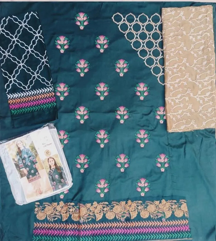 2 Pcs Women's Unstitched Embroidered Suit