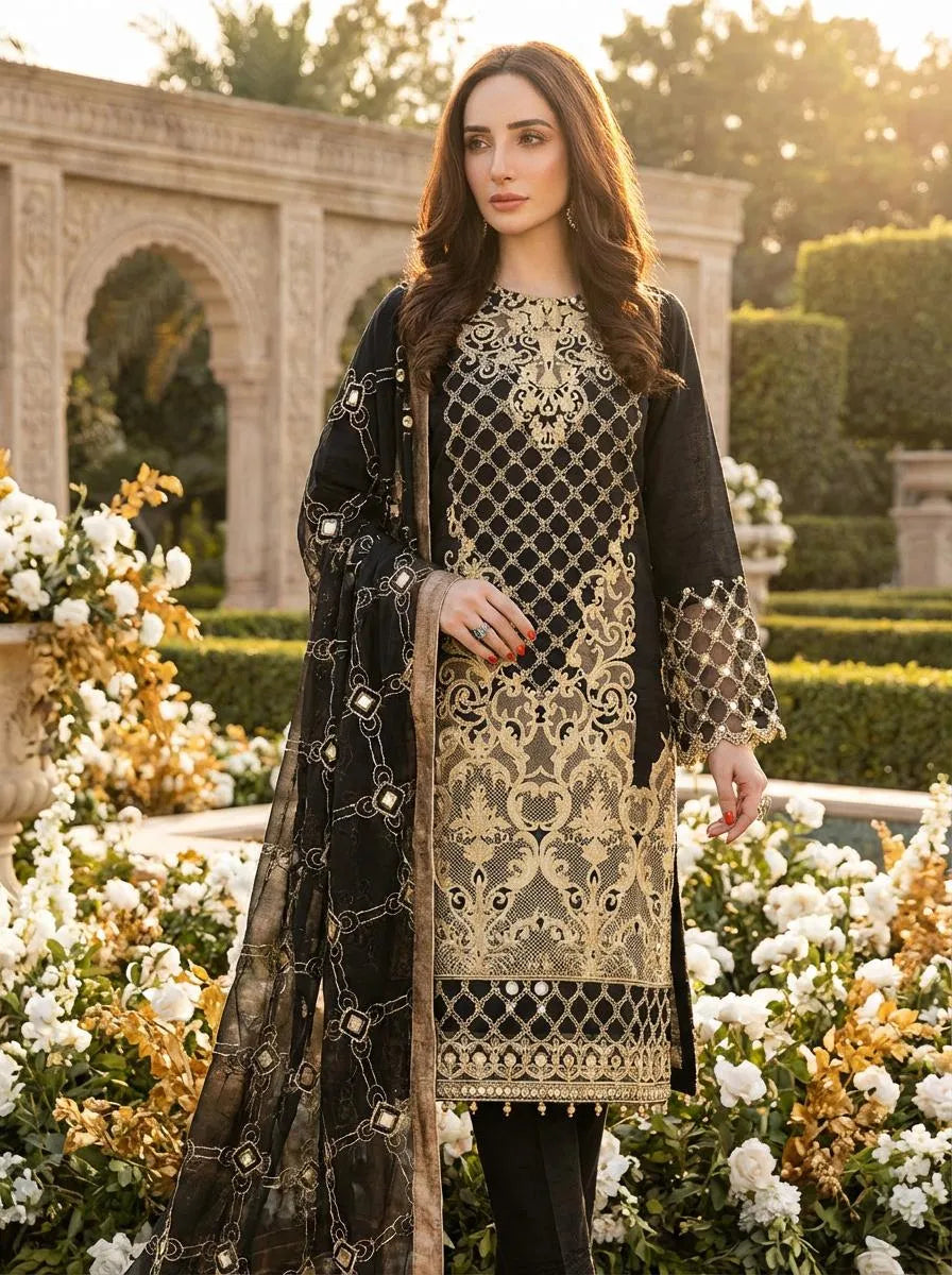 2 Pcs Women's Unstitched Embroidered Suit