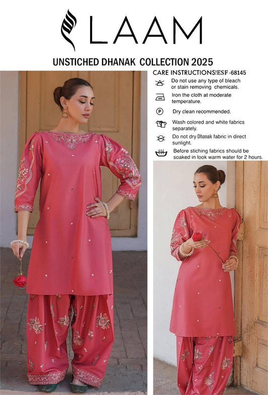 2 Pcs Women's Unstitched Embroidered Suit