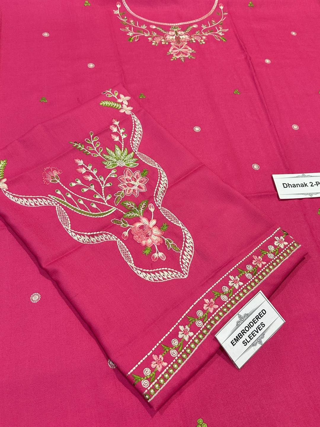 2 Pcs Women's Unstitched Embroidered Suit