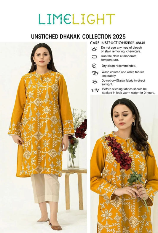 2 Pcs Women's Unstitched Embroidered Suit