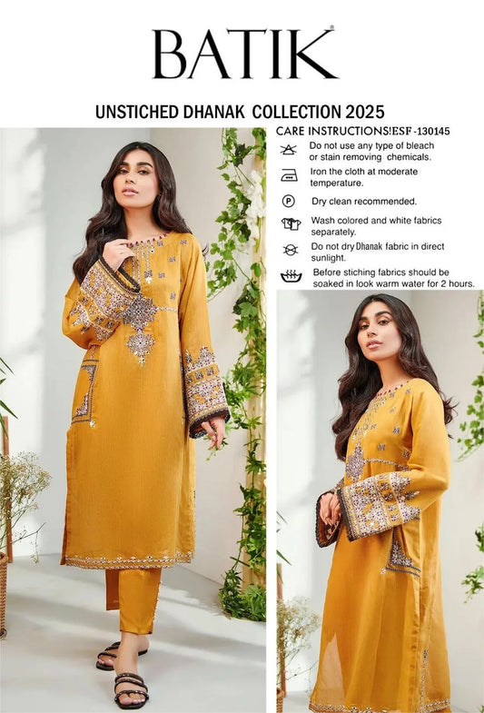 2 Pcs Women's Unstitched Embroidered Suit