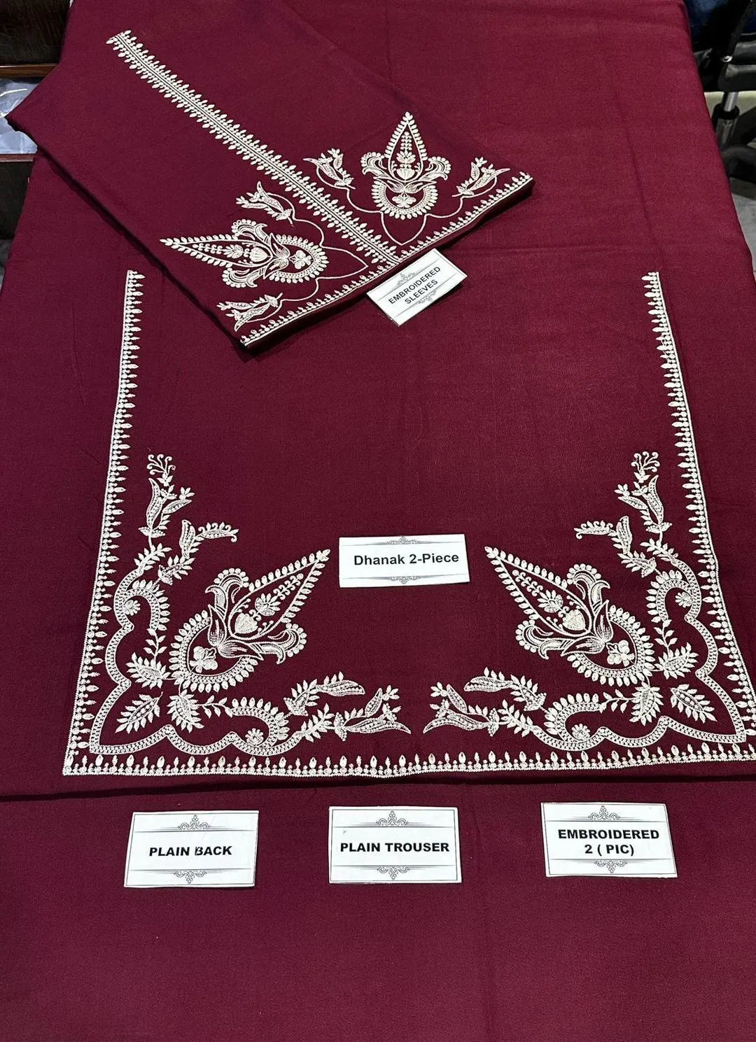 2 Pcs Women's Unstitched Embroidered Suit